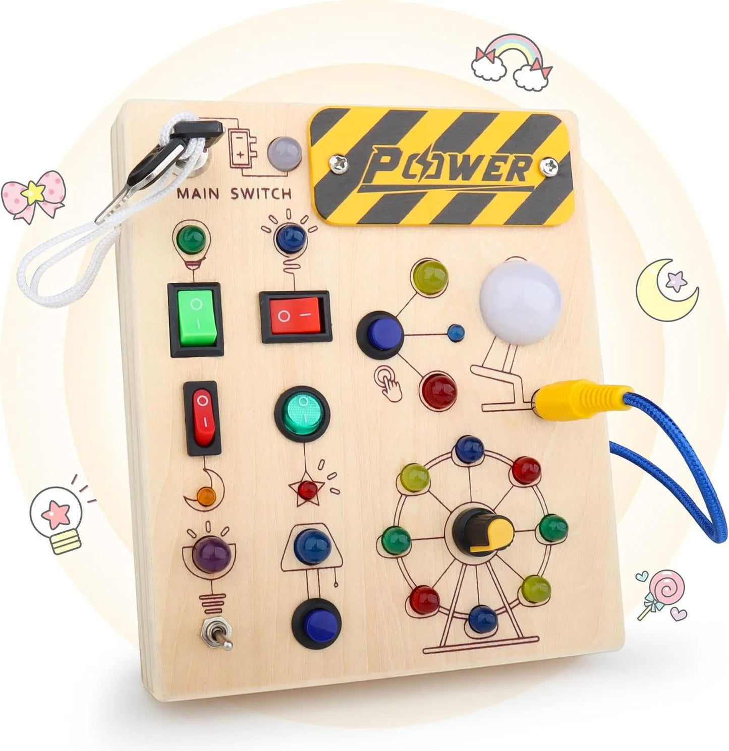 Montessori Busy Board With Switch Control Wooden