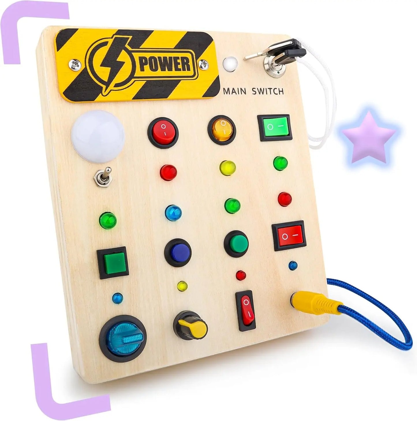 Montessori Busy Board With Switch Control Wooden